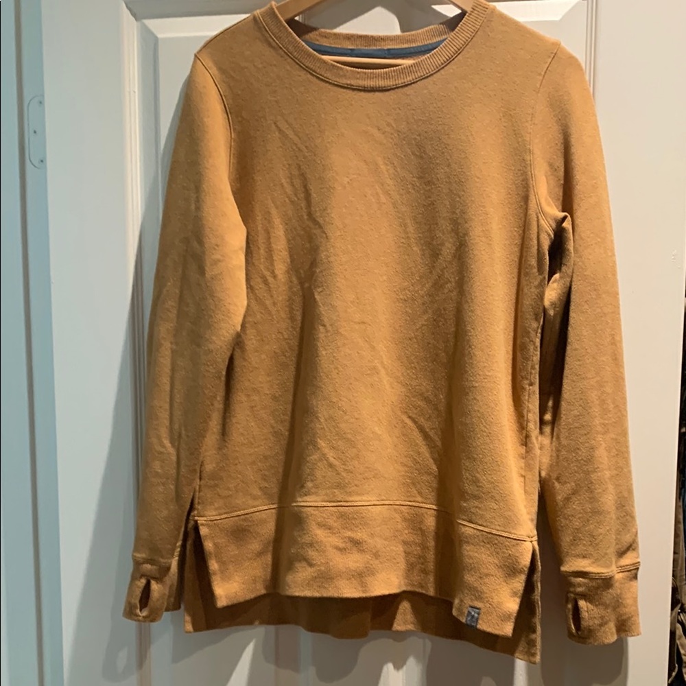 L.L. Bean Tan Crew Neck Sweater with Ribbed Cuffs